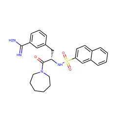 N=C(N)c1cccc(C[C@H](NS(=O)(=O)c2ccc3ccccc3c2)C(=O)N2CCCCCC2)c1 ZINC000003834124