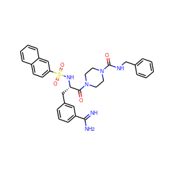 N=C(N)c1cccc(C[C@H](NS(=O)(=O)c2ccc3ccccc3c2)C(=O)N2CCN(C(=O)NCc3ccccc3)CC2)c1 ZINC000299861975