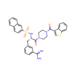 N=C(N)c1cccc(C[C@H](NS(=O)(=O)c2ccc3ccccc3c2)C(=O)N2CCN(C(=O)c3csc4ccccc34)CC2)c1 ZINC000299869923