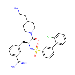 N=C(N)c1cccc(C[C@H](NS(=O)(=O)c2cccc(-c3ccccc3Cl)c2)C(=O)N2CCC(CCN)CC2)c1 ZINC000042875627