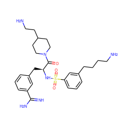 N=C(N)c1cccc(C[C@H](NS(=O)(=O)c2cccc(CCCCN)c2)C(=O)N2CCC(CCN)CC2)c1 ZINC000040876821