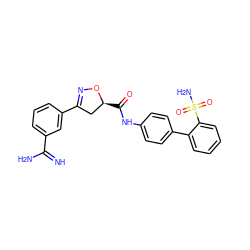 N=C(N)c1cccc(C2=NO[C@@H](C(=O)Nc3ccc(-c4ccccc4S(N)(=O)=O)cc3)C2)c1 ZINC000013489886