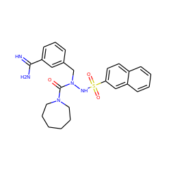 N=C(N)c1cccc(CN(NS(=O)(=O)c2ccc3ccccc3c2)C(=O)N2CCCCCC2)c1 ZINC000000603794