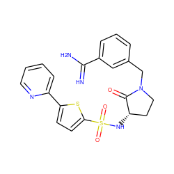 N=C(N)c1cccc(CN2CC[C@H](NS(=O)(=O)c3ccc(-c4ccccn4)s3)C2=O)c1 ZINC000003827110