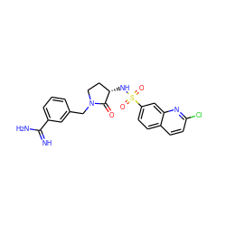 N=C(N)c1cccc(CN2CC[C@H](NS(=O)(=O)c3ccc4ccc(Cl)nc4c3)C2=O)c1 ZINC000026663371