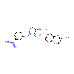 N=C(N)c1cccc(CN2CC[C@H](NS(=O)(=O)c3ccc4ccc(N)nc4c3)C2=O)c1 ZINC000026660057