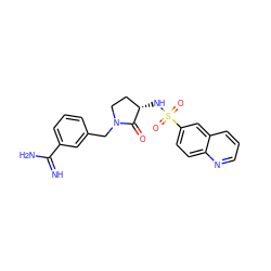 N=C(N)c1cccc(CN2CC[C@H](NS(=O)(=O)c3ccc4ncccc4c3)C2=O)c1 ZINC000026659846