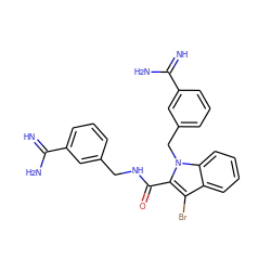 N=C(N)c1cccc(CNC(=O)c2c(Br)c3ccccc3n2Cc2cccc(C(=N)N)c2)c1 ZINC000003831892