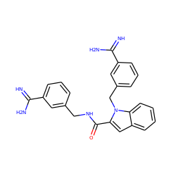 N=C(N)c1cccc(CNC(=O)c2cc3ccccc3n2Cc2cccc(C(=N)N)c2)c1 ZINC000003831806