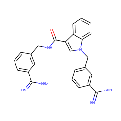 N=C(N)c1cccc(CNC(=O)c2cn(Cc3cccc(C(=N)N)c3)c3ccccc23)c1 ZINC000003815856