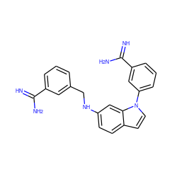 N=C(N)c1cccc(CNc2ccc3ccn(-c4cccc(C(=N)N)c4)c3c2)c1 ZINC000028018429