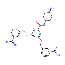 N=C(N)c1cccc(COc2cc(OCc3cccc(C(=N)N)c3)cc(C(=O)N[C@H]3CC[C@H](N)CC3)c2)c1 ZINC000261173991