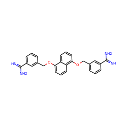 N=C(N)c1cccc(COc2cccc3c(OCc4cccc(C(=N)N)c4)cccc23)c1 ZINC000136095764