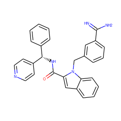 N=C(N)c1cccc(Cn2c(C(=O)N[C@@H](c3ccccc3)c3ccncc3)cc3ccccc32)c1 ZINC000003831870