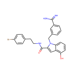 N=C(N)c1cccc(Cn2c(C(=O)NCCc3ccc(Br)cc3)cc3c(O)cccc32)c1 ZINC000003831864