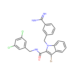 N=C(N)c1cccc(Cn2c(C(=O)NCc3cc(Cl)cc(Cl)c3)c(Br)c3ccccc32)c1 ZINC000003831855