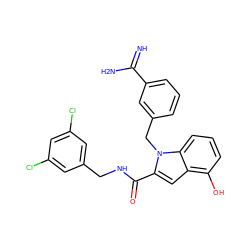 N=C(N)c1cccc(Cn2c(C(=O)NCc3cc(Cl)cc(Cl)c3)cc3c(O)cccc32)c1 ZINC000001490438