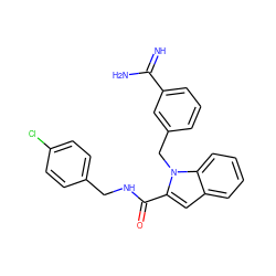 N=C(N)c1cccc(Cn2c(C(=O)NCc3ccc(Cl)cc3)cc3ccccc32)c1 ZINC000003831858