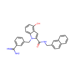 N=C(N)c1cccc(Cn2c(C(=O)NCc3ccc4ccccc4c3)cc3c(O)cccc32)c1 ZINC000003831907