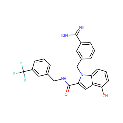 N=C(N)c1cccc(Cn2c(C(=O)NCc3cccc(C(F)(F)F)c3)cc3c(O)cccc32)c1 ZINC000003831913