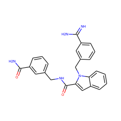 N=C(N)c1cccc(Cn2c(C(=O)NCc3cccc(C(N)=O)c3)cc3ccccc32)c1 ZINC000003831875