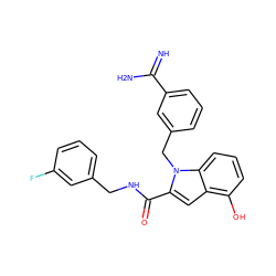 N=C(N)c1cccc(Cn2c(C(=O)NCc3cccc(F)c3)cc3c(O)cccc32)c1 ZINC000003831841