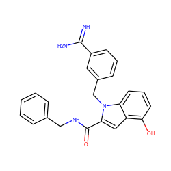 N=C(N)c1cccc(Cn2c(C(=O)NCc3ccccc3)cc3c(O)cccc32)c1 ZINC000003831889