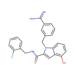 N=C(N)c1cccc(Cn2c(C(=O)NCc3ccccc3Cl)cc3c(O)cccc32)c1 ZINC000003833789