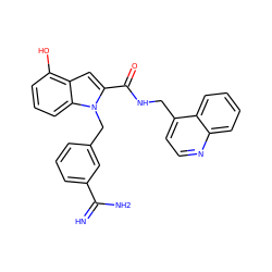 N=C(N)c1cccc(Cn2c(C(=O)NCc3ccnc4ccccc34)cc3c(O)cccc32)c1 ZINC000003815854