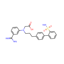 N=C(N)c1cccc(N(CCCc2ccc(-c3ccccc3S(N)(=O)=O)cc2)CC(=O)O)c1 ZINC000026850808