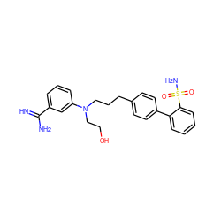 N=C(N)c1cccc(N(CCO)CCCc2ccc(-c3ccccc3S(N)(=O)=O)cc2)c1 ZINC000026843165