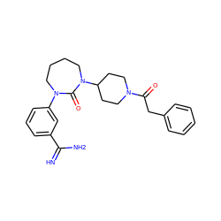 N=C(N)c1cccc(N2CCCCN(C3CCN(C(=O)Cc4ccccc4)CC3)C2=O)c1 ZINC000026826929