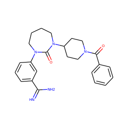 N=C(N)c1cccc(N2CCCCN(C3CCN(C(=O)c4ccccc4)CC3)C2=O)c1 ZINC000026826922