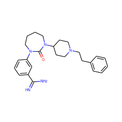 N=C(N)c1cccc(N2CCCCN(C3CCN(CCc4ccccc4)CC3)C2=O)c1 ZINC000026833661