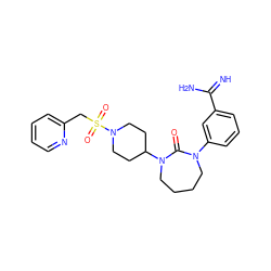 N=C(N)c1cccc(N2CCCCN(C3CCN(S(=O)(=O)Cc4ccccn4)CC3)C2=O)c1 ZINC000026825373