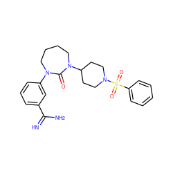 N=C(N)c1cccc(N2CCCCN(C3CCN(S(=O)(=O)c4ccccc4)CC3)C2=O)c1 ZINC000026826934