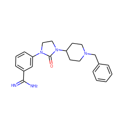 N=C(N)c1cccc(N2CCN(C3CCN(Cc4ccccc4)CC3)C2=O)c1 ZINC000026646930