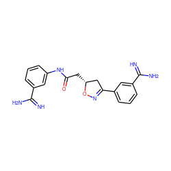 N=C(N)c1cccc(NC(=O)C[C@@H]2CC(c3cccc(C(=N)N)c3)=NO2)c1 ZINC000026675261