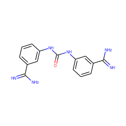 N=C(N)c1cccc(NC(=O)Nc2cccc(C(=N)N)c2)c1 ZINC000000031235