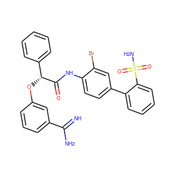 N=C(N)c1cccc(O[C@@H](C(=O)Nc2ccc(-c3ccccc3S(N)(=O)=O)cc2Br)c2ccccc2)c1 ZINC000026381096