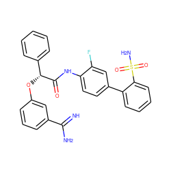 N=C(N)c1cccc(O[C@@H](C(=O)Nc2ccc(-c3ccccc3S(N)(=O)=O)cc2F)c2ccccc2)c1 ZINC000026377654