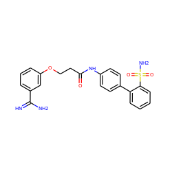 N=C(N)c1cccc(OCCC(=O)Nc2ccc(-c3ccccc3S(N)(=O)=O)cc2)c1 ZINC000026380500