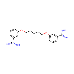 N=C(N)c1cccc(OCCCCCOc2cccc(C(=N)N)c2)c1 ZINC000006092495