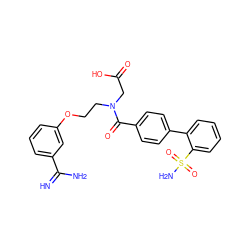 N=C(N)c1cccc(OCCN(CC(=O)O)C(=O)c2ccc(-c3ccccc3S(N)(=O)=O)cc2)c1 ZINC000013442915