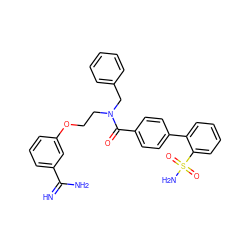 N=C(N)c1cccc(OCCN(Cc2ccccc2)C(=O)c2ccc(-c3ccccc3S(N)(=O)=O)cc2)c1 ZINC000029402773