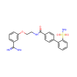 N=C(N)c1cccc(OCCNC(=O)c2ccc(-c3ccccc3S(N)(=O)=O)cc2)c1 ZINC000003815604