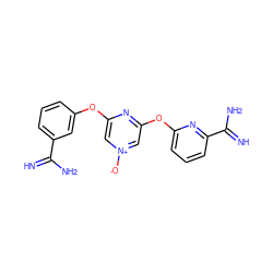 N=C(N)c1cccc(Oc2c[n+]([O-])cc(Oc3cccc(C(=N)N)n3)n2)c1 ZINC000029470820