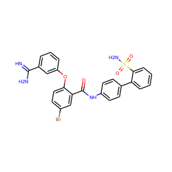 N=C(N)c1cccc(Oc2ccc(Br)cc2C(=O)Nc2ccc(-c3ccccc3S(N)(=O)=O)cc2)c1 ZINC000029396514