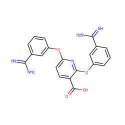 N=C(N)c1cccc(Oc2ccc(C(=O)O)c(Oc3cccc(C(=N)N)c3)n2)c1 ZINC000013797433
