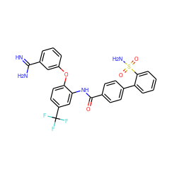 N=C(N)c1cccc(Oc2ccc(C(F)(F)F)cc2NC(=O)c2ccc(-c3ccccc3S(N)(=O)=O)cc2)c1 ZINC000029398667